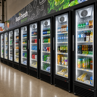 Réfrigérateur vertical commercial OEM pour boissons, avec porte vitrée simple, pour magasins de proximité et supermarchés