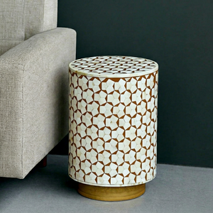Mesa Auxiliar Personalizable con Incrustaciones de Hueso Hecha a Mano, Decoración de Lujo para el Hogar, Ideal para Interiores Residenciales y Comerciales Modernos - Product Image 1