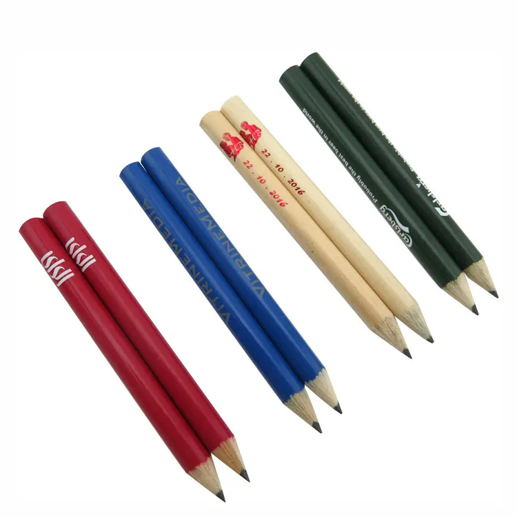 低MOQカスタムゴルフ木製鉛筆とハーフサイズミニペンシル環境にやさしい高品質のロゴ鉛筆