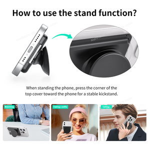 Portefeuille magnétique translucide Xunhao, porte-cartes de crédit personnalisé, support réglable Msafe Pops Grip, étui fin pour iPhone PC, cadeau - Product Image 3