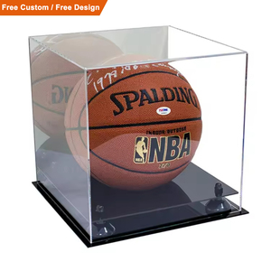 Vitrine de basket-ball personnalisée en acrylique transparente 10 pleine grandeur avec base noire Boîte de support de football protégée contre les UV <span class=keywords><strong>NBA</strong></span> WNBA autographiée - Product Image 1