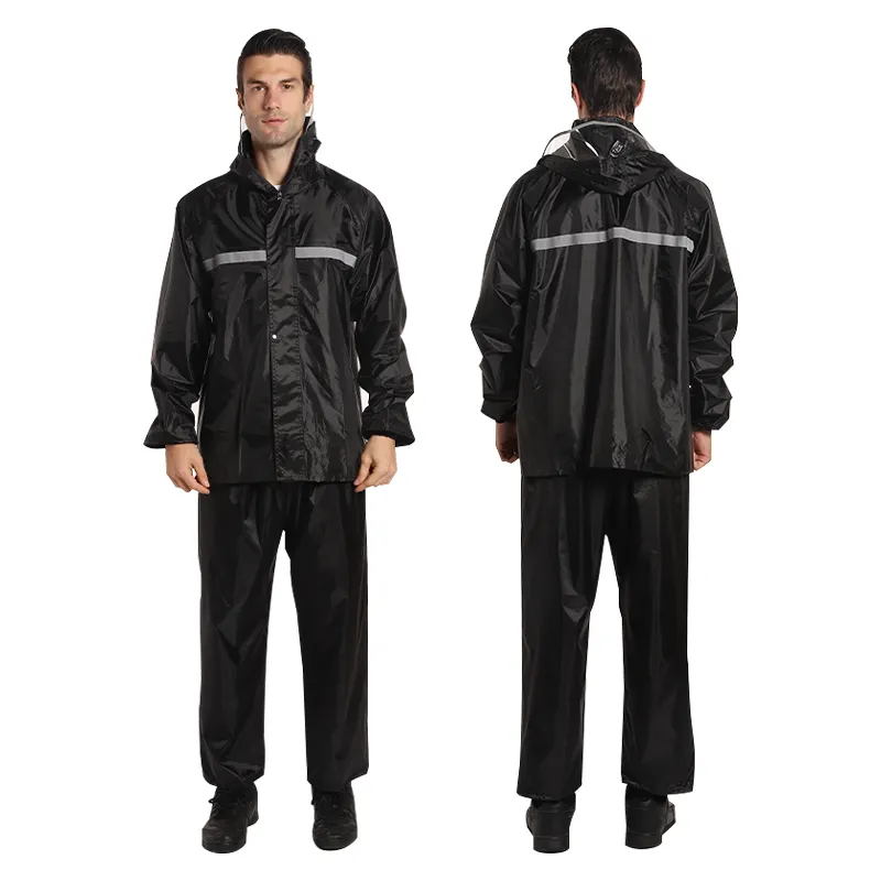 Jas hujan baju kerja dewasa, setelan jas hujan berkualitas tinggi dengan celana tahan air