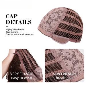 Perruque synthétique dégradée légèrement latérale à franges françaises Micro Roll pour femmes européennes et américaines, dentelle marron clair, <span class=keywords><strong>cheveux</strong></span> mi-longs - Product Image 6