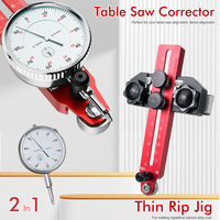Alat Pengukur Kesejajaran Gergaji Meja 2-in-1 dan Jig Pemotong Tipis dengan Indikator Dial 0.01mm untuk Kesejajaran Mata Gergaji dan Pagar Menggunakan Slot Miter
