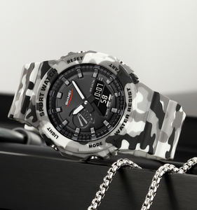 Montre de sport SKMEI 2351 2024, 7 couleurs au choix, avec 4 motifs camouflage, étanche 50 m, boîtier de 45,5 mm, heure mondiale, <span class=keywords><strong>chrono</strong></span>, 5 alarmes - Product Image 1