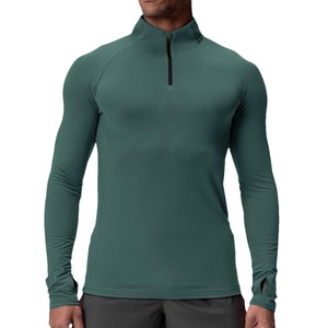 Men's Compression Long Sleeve Stand Collar Top Half Zip Quick Dry Solid Color Fitness Wear High Elasticity Polyester/Cotton - Product Image 5