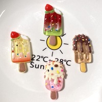 C7 Kawaii Food Resin Ice Cream Popsicle Strawberry Cake Frying Pan Flatback Glossy Durable DIY Crafts Kids Making Phone Case