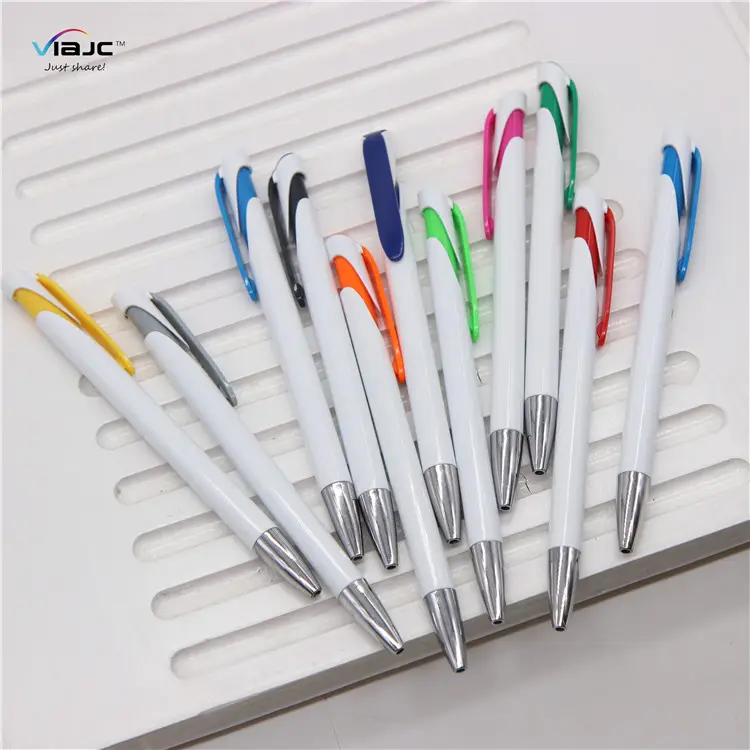 สีขาวElegantคลิกActionพลาสติกออกแบบใหม่โรงเรียนปากกาลูกลื่นปากกา