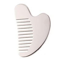 Mini peigne à cheveux sans fil en acier inoxydable Gua Sha Massager Meridian Scraping Board Scalp Body Face Neck Back Bag Produit de massage