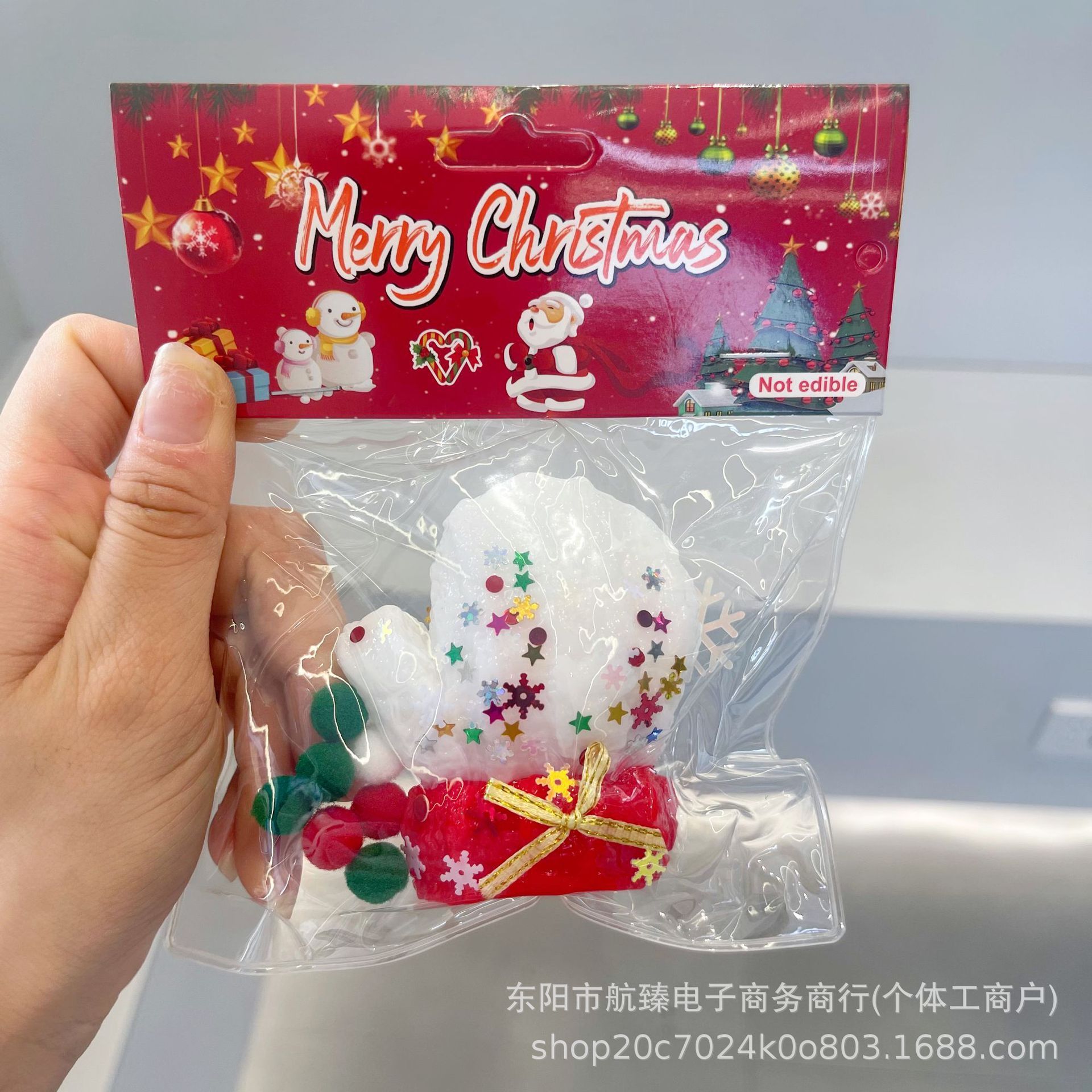Gants de Noël-paume blanche-base rouge