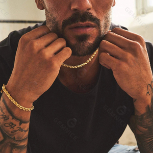 Gemnel Men Fashion Jewelry 316L Stainless Steel Pvd Gold 5mm Twisted <strong>Rope</strong> Chain <strong>Bracelet</strong> - Product Image 4