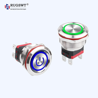 Interrupteur à bouton-poussoir industriel IP65 25 mm en acier inoxydable SUS 304/316, 10A haute intensité, éclairage LED R/G/B