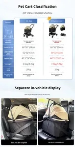 Poussette pour animaux de compagnie pliable légère en métal, chats, chiens, multi-niveaux, grand espace, design détachable, installation facile, 4 roues, 20 kg - Product Image 6
