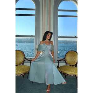 Vestido de Noche Verde Menta Midi con Lentejuelas Brillantes, Estilo Formal A-Line, Corte Imperio, Tallas Grandes, Largo hasta el Suelo para Damas de Honor - Product Image 1