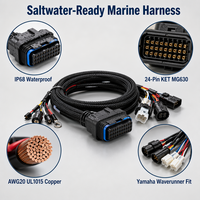 Professional Solvet Customizable Marine Boat Wiring Harness JST PH 20Pin AWG24 UL1015 Copper Conductor IP68 Center Console