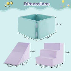Set da Gioco per Bambini 3-in-1 Ultra Confortevole e Lussuoso con Blocchi in Schiuma per Scivolare e Arrampicarsi, Mobili in Tessuto Scamosciato - Product Image 3