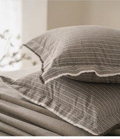 Taie d'oreiller de lit Jacquard en coton lin naturel moderne de luxe gris rayure housse de coussin européenne fournitures d'hôtel literie chambre