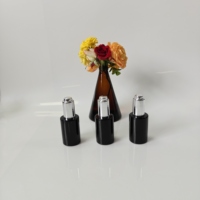 Flacon compte-gouttes en verre mat violet écologique de 30 ml pour huile essentielle, sérum, soin de la peau, collyre avec pompe argentée