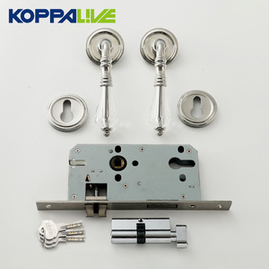 Koppalive Franse Stijl Koperen Hendel Deurklink Met Kristal Split Design Slaapkamer Binnendeurslot In Pvd, Chromen Afwerking - Product Image 3