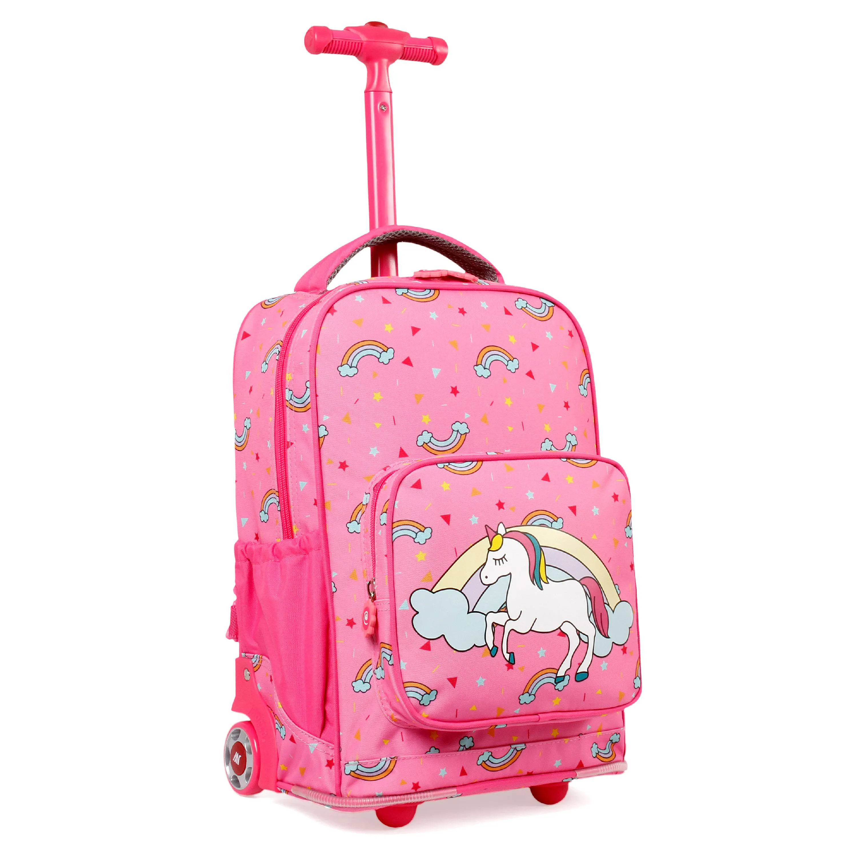 15inch One Single Unicorn Cartoon Kids Trolley Bag School Wheeled Backpack School Rolling Backpack with Wheels for girls