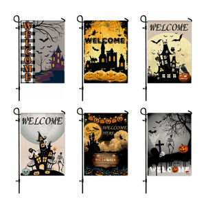 Personnalisé Halloween Lin Oxford <span class=keywords><strong>Tissu</strong></span> Jardin Drapeau Coloré Décoration Extérieure avec Imprimé Gobelins Squelettes Décor À La Maison Citrouilles - Product Image 4
