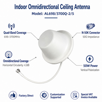 Antenne DAS large bande 2G 3G 4G 5G omnidirectionnelle à polarisation verticale pour plafond intérieur 698-3700 MHz avec connecteur N femelle