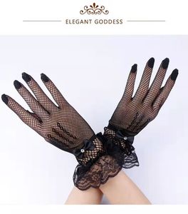 Sarung tangan pengantin renda jaring ikan sarung tangan jari berenda untuk gaun pesta pernikahan Prom malam - Product Image 5