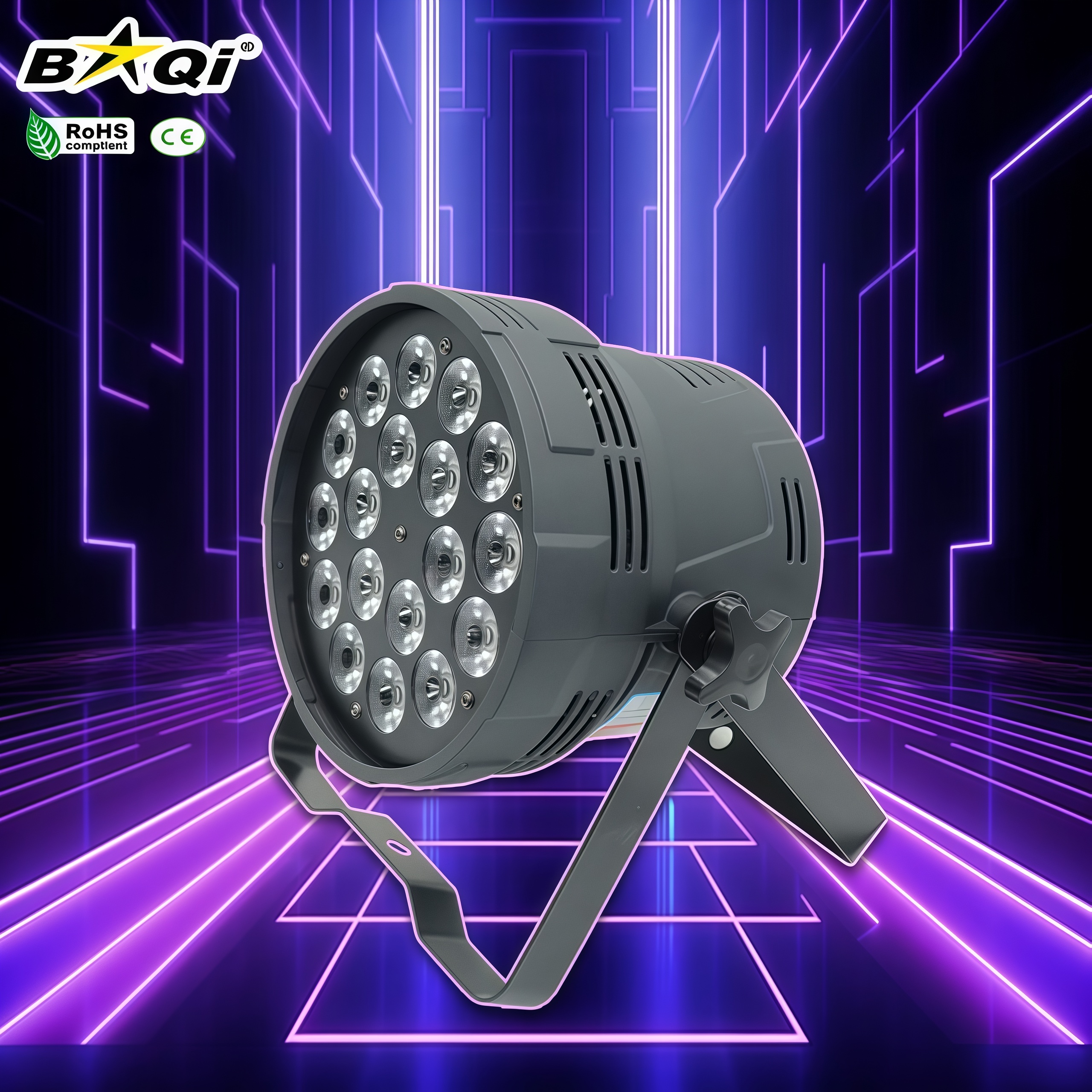 18pcs 4-in-1 RGB High Brightness PAR Light, 120W Linear Dimming 41CH DMX512 for Professional Stage Wedding Wash Lighting