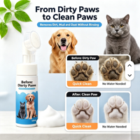 Nettoyant pour pattes d'animaux sans eau, écologique, mousse shampoing sans rinçage, réparation douce, brosse manuelle pour chiens, 150 ml, tout usage