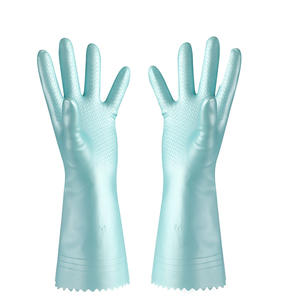 Gants en caoutchouc latex floqués, épais, imperméables, couleur unie, pour la vaisselle et la lessive, usage domestique, environ 32-50 cm - Product Image 3