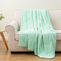 Couette légère rafraîchissante vert menthe uni, motif nuage, lavable en machine, pour climatisation, décoration de chambre et sieste quotidienne