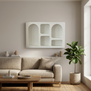 Estante Flotante Moderno de Pared con 5 Compartimentos Geométricos, Diseño Minimalista para Almacenamiento en Oficina en Casa o Sala de Estar - Product Image 2
