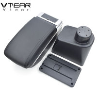 Vtear Boîte de rangement élégante en ABS et cuir PU avec accoudoir coulissant et porte-gobelet pour Renault Clio II 2014-2018