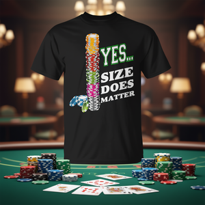 Sí, el tamaño importa: camiseta de póker con diseño de pilas de fichas - Product Image 3