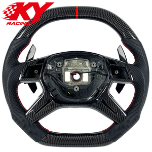 Volant en cuir et fibre de carbone personnalisé avec palettes de changement de vitesse pour Mercedes Benz Classe G GL ML W463 X166 G350 G550 G63 AMG - Product Image 1