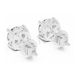 Pendientes de Diamantes Redondos Esenciales con Engaste de Corona de 6 Puntas y Cierres de Rosca Seguros, Elegantes y Minimalistas - Product Image 4