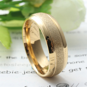 Frosted Gold Titanium Steel <b>Ring</b> Women's Fashion Jewelry Gift 23034 - Product Image 3