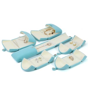 FORTE Double Door Open Jewelry Packaging <b>Ring</b> <b>Box</b> Earring Large Necklace Multi-set Velvet Jewelry <b>Box</b> With Buttons - Product Image 5