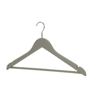 Space Saving Hangers SimpleとGrey Solid木製ハンガーWith滑り止めゴムストリップSupport色ロゴフックカスタマイズ