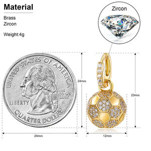 Pendientes Colgantes Unisex de Lujo Estilo Partido de Fútbol <span class=keywords><strong>026</strong></span>, de Latón con 5 Capas de Baño de Oro y Zirconia Brillante, Regalo Estándar - Product Image 2