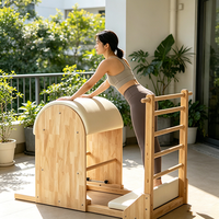 Baril d'escalade Pilates de qualité professionnelle, structure en chêne massif, cuir PU, pour studio de yoga, salle de sport, centre de fitness, appareil de mise en forme corporelle