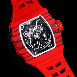 Reloj Mecánico Automático de Excelencia Inigualable, Reloj de Pulsera para Hombre, Caja de Fibra de Carbono Roja, Correa de Goma Luminosa, Tourbillon Deportivo - Product Image 2