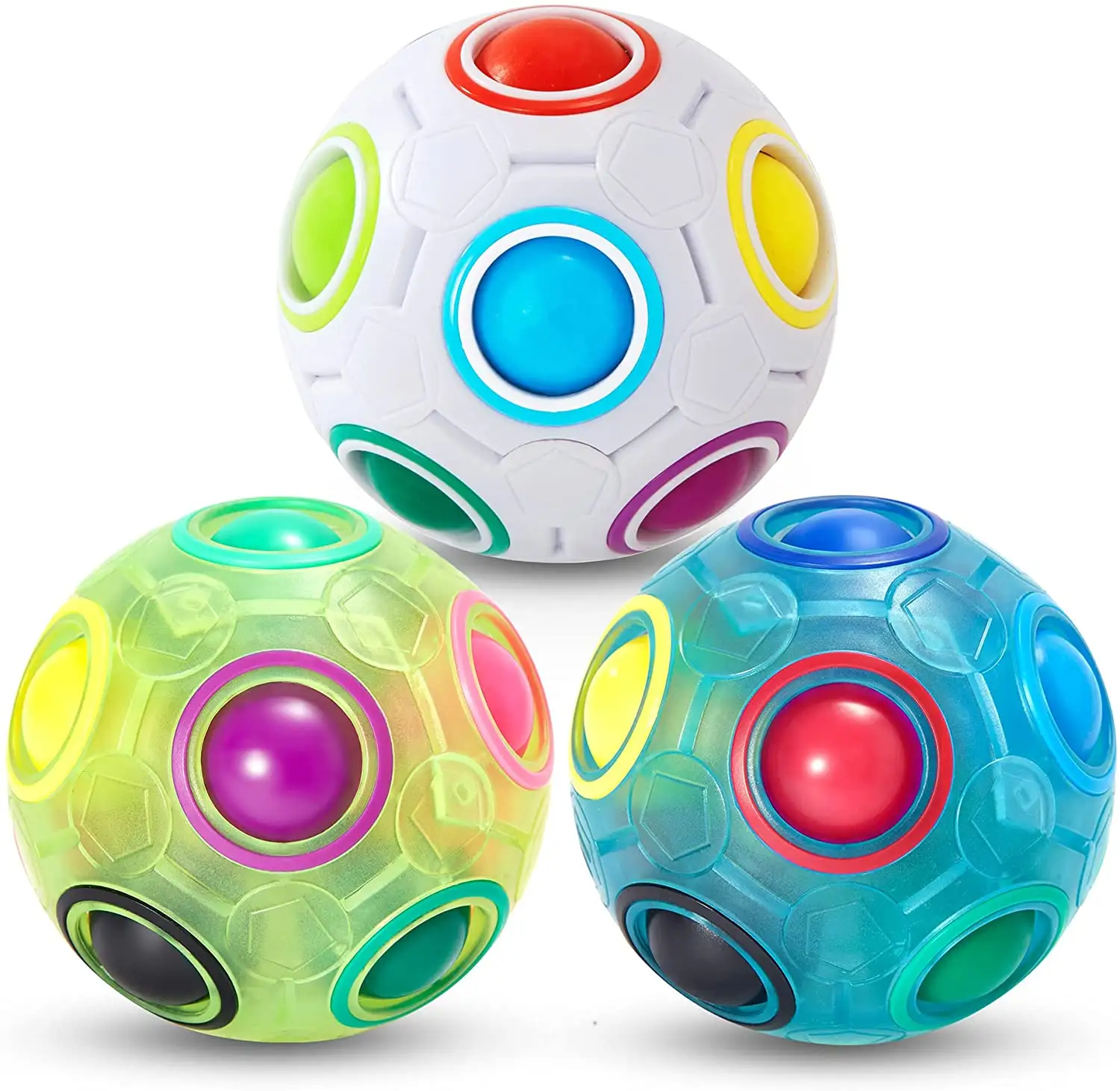 Magic Rainbow Puzzle Ball, Fidget Ball Puzzle Game Fun Stress Reliever Magic Ball Brain Teaser Fidget Toys for Children