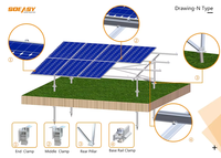 SOEASY Système de montage au sol solaire en aluminium en gros, kit complet avec rail inclinable fixe et poteau de fixation pour support photovoltaïque en terrain ouvert OEM