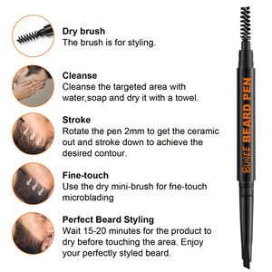 Vente directe remplissage de crayon à barbe 2 en 1 crayon à sourcils Lapiz Corector De <span class=keywords><strong>Barba</strong></span> stylo à barbe remplissage de barbe crayon avec brosse - Product Image 5
