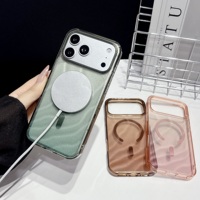 Accessoires mobiles, coques de téléphone transparentes avec paillettes, design magnétique, antichoc, TPU PC, avec cordon pour 17 Pro 16 15 14 Pro 13