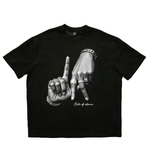 เสื้อยืดพิมพ์ลายการ์ตูนโลโก้ LA ผ้าคอตตอนเจอร์ซีย์ 100% น้ำหนัก 300 กรัม ทรงหลวม สไตล์ฮิปฮอป แขนสั้น คอกลม ผ้าไม่เป็นขุย พิมพ์ลายดิจิตอล - Product Image 4