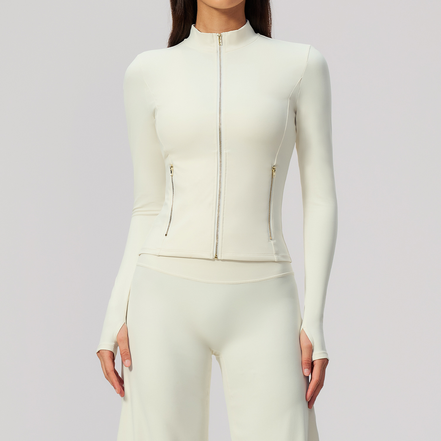 Zip-Up Activewear Set (5529): fabric, pocket and construction detail
