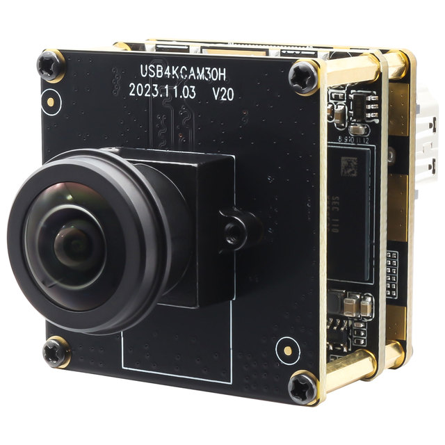 ELP 4K 60FPS USB3.0 Camera Module Fisheye Lens 180 Degree IMX415 H.264 2X Digital Zoom Mini USB Camera for Large Area Monitoring