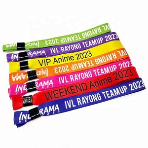 Bracelet en tissu tissé personnalisé avec logo VIP, à usage unique, pour événements, conception gratuite, vente en gros - Product Image 2